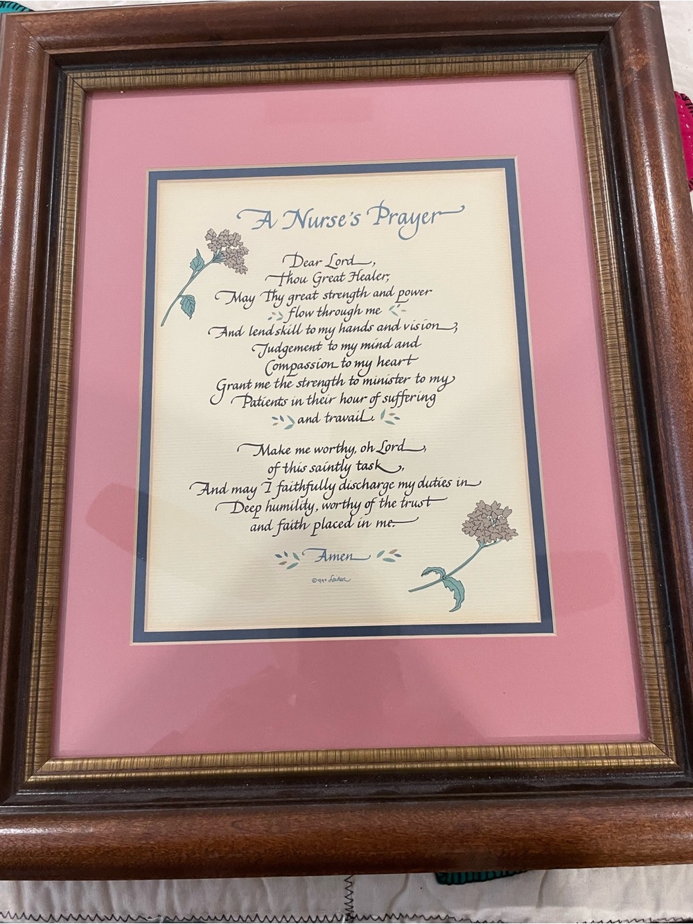 Framed 'A Nurse's Prayer' Wall Art - Pink Mat